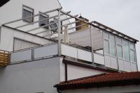 Edelstahl Balkon mit Trespa- Platten